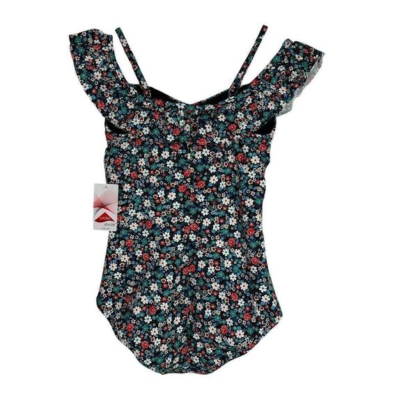 Lands End Women's size 12 Tummy Control Ruffle Off-the-Shoulder One-Piece Swimsu - Picture 3 of 7